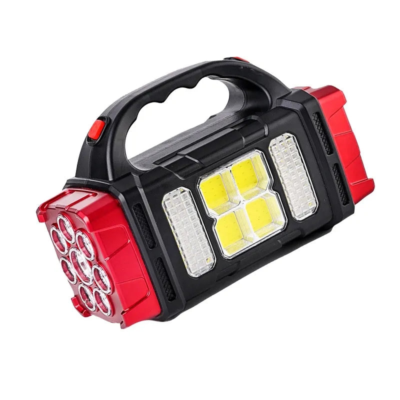 Portable Powerful Solar LED Flashlight With COB Work Lights USB Rechar ...