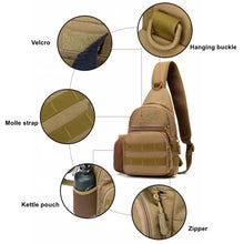 Tactical Military Chest Sling Bag Water Resistant MOLLE Shoulder Backpack Men's One Strap Daypack with Water Bottle Holder