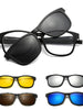 5 in 1 Sunglasses Set UV400 Polarized Magnetic Clip Glasses Unisex Lenses Retro Frame Day Night Vision Sunglasses