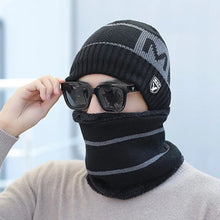 Men's New Fashion Winter Warm Beanie Hats And Scarf Set, Knitted Skull Cap Neck Warmer