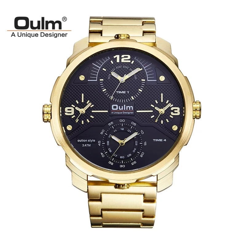 Oulm 3749 Luxury Brand Unique Stainless Steel 4 Time Watch– arzaan.pk