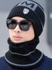 Men's New Fashion Winter Warm Beanie Hat And Scarf Set, Knitted Skull Cap Neck Warmer