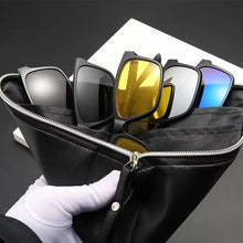 5 in 1 Sunglasses Set UV400 Polarized Magnetic Clip Glasses Unisex Lenses Retro Frame Day Night Vision Sunglasses