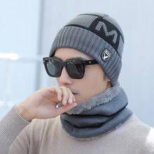 Men's New Fashion Winter Warm Beanie Hat And Scarf Set, Knitted Skull Cap Neck Warmer