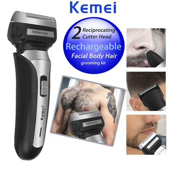 KEMEI-Original-3-in-1-Electric-Razor-Floating-Wireless-Rechargeable-Beard-Shaver-Nose-Hair-Trimmer-Ear