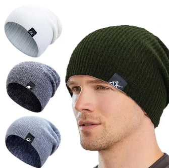 2Pcs Knitted New Fashion Breathable Winter Warm Beanie Cap for Men Women.