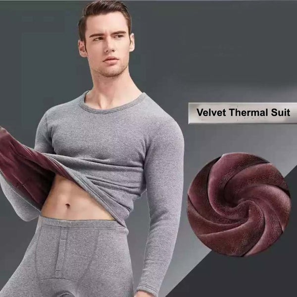 Winter Thermal Velvet Thick Underwear Set, Shirt+Pant Suit–